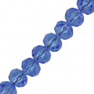 Top Facet glas rondellen kralen 8x6mm disc Light blue pearl shine coating
